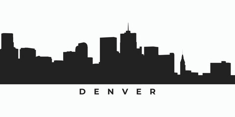 Denver city skyline silhouette. Colorado skyscraper buildings in vector format