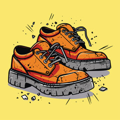 A pair of men's very worn and dirty shoes, simple vector