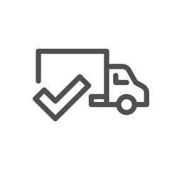 Truck delivery related icon outline and linear symbol.	
