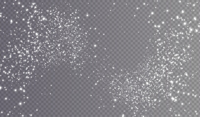 White png dust light. Christmas background of shining dust Christmas glowing light bokeh confetti and spark overlay texture for your design.	
 - obrazy, fototapety, plakaty