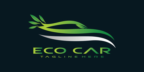 eco car logo design vector with creative concept premium vector