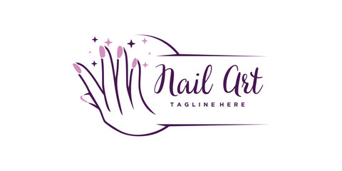 nail logo design vector with creative concept for beauty and fashion premium vector - obrazy, fototapety, plakaty