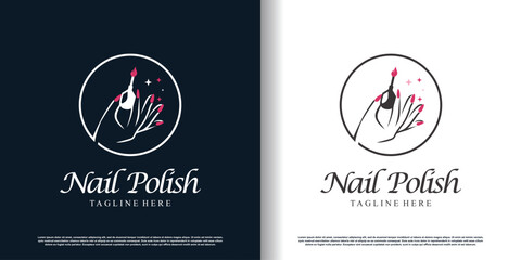 nail logo design vector with creative concept for beauty and fashion premium vector