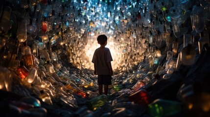 Boy dresses up in recycled plastic bottles for catwalk show