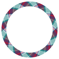 Circle borders and frames . Round border pattern geometric vintage frame design. Scottish tartan plaid fabric texture. Template for gift card, collage, scrapbook or photo album and portrait..