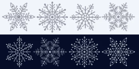 Fotobehang Monochrome snowflakes made of jewelry chains © OA_Creation