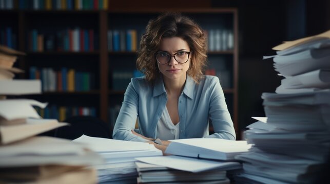 Business woman is dissatisfied with documents