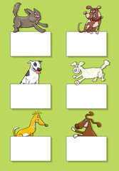Fototapeta premium cartoon dogs and puppies with cards design set