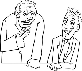 cartoon men having a discussion or debate coloring page