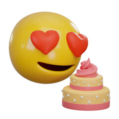 Birthday Cake Love Emoji 3D Illustration