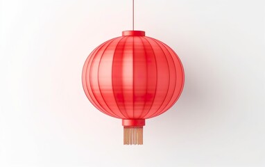 Obraz premium Happy Chinese New Year poster. Big Chinese traditional red lantern isolated on white background. Asian origami paper decoration. AI Generative