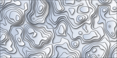 Trending modern abstract paper cut out Contour map background. Geography terrain & scheme. Topography grid counter map. Geographic line mountain relief with ines or wavy backdrop background.