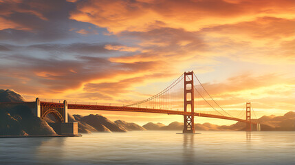 golden gate bridge,Amazing sunset HD  wallpaper,,AI Generative 