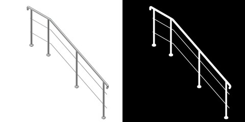 3D rendering illustration of a handrail