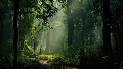Deep tropical forest of natural light from Southeast Asia.