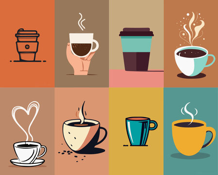 8 Coffee Graphics Vector Bundle | Kaffee Grafiken Vektor Paket