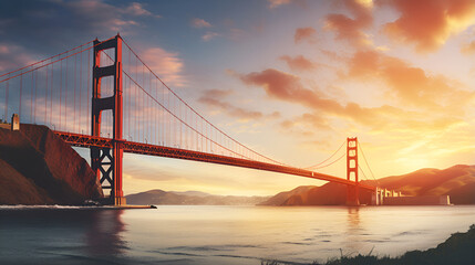 golden gate bridge city,Amazing sunset HD  wallpaper,AI Generative 