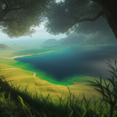 Obraz na płótnie Canvas landscape with grass and water