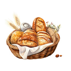 Basket fresh baked bread AI generated image