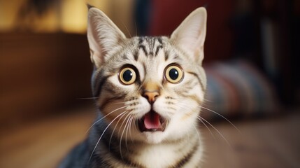 urprised cat make big eyes. American shorthair surprised cat or kitten funny face big eyes, cute, domestic, kitten, feline, Emotional surprised, kitty, wow