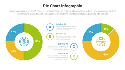 piechart or pie chart diagram infographics template diagram with 2 point with piechart comparison head to head design for slide presentation - obrazy, fototapety, plakaty