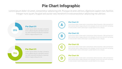piechart or pie chart diagram infographics template diagram with 2 point with piechart on rectangle box comparison design for slide presentation