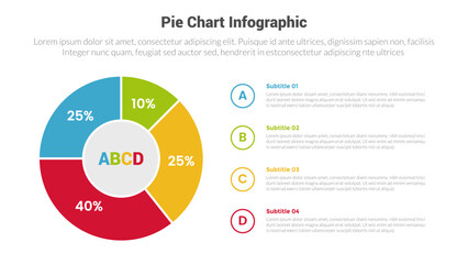 piechart or pie chart diagram infographics template diagram with 4 point with big outline piechart with outline description text design for slide presentation