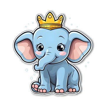 sticker design of a cute elephant character