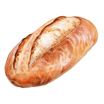 Watercolor one natural bread AI generated image