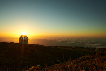 The sun over the GranTeCan (Gran Telescopio Canarias) in La Palma island