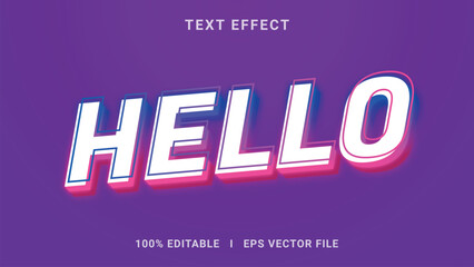 Vector hello 3d text effect style