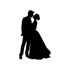 silhouette of bride and groom