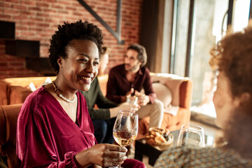 Friends enjoying a delightful dinner gathering