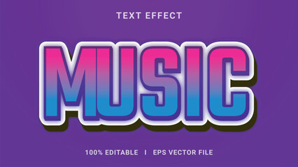 Vector music 3d text effect style