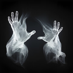 X-ray picture - Human palms, Medical x ray hands image, Human's hand's x ray highlighted in red - obrazy, fototapety, plakaty