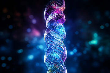 Graphical representation of the DNA chain. AI generativ. - obrazy, fototapety, plakaty