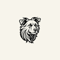 Head Dog logo line art icon vector template