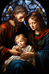  traditional Catholic art representation of the Holy Family.AI generativ. © Dar1930