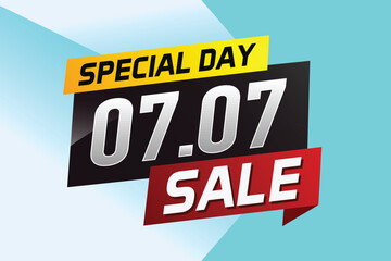 7.7 Special day sale word concept vector illustration with ribbon and 3d style for use landing page, template, ui, web, mobile app, poster, banner, flyer, background, gift card, coupon