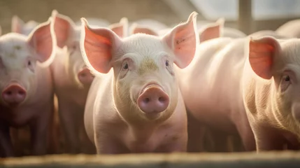 Fotobehang Agricultural livestock, Pigs in pig farm. © tong2530