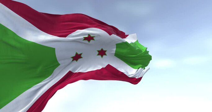 National flag of Burundi waving in the wind on a clear day