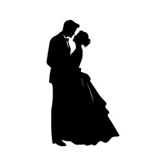 silhouette of bride and groom