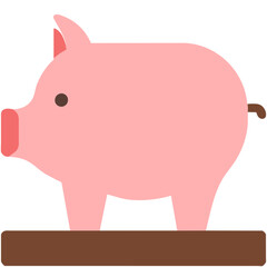 pig icon, piggy silhouette linear sign isolated on white background