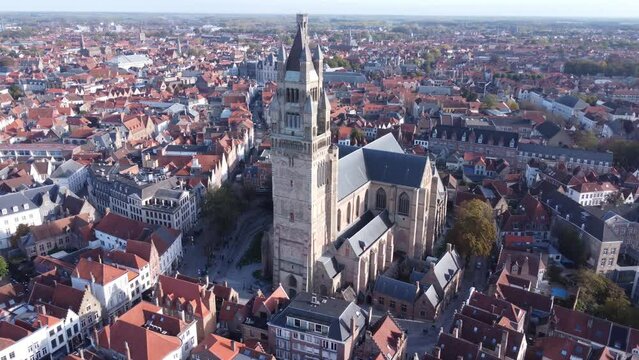 drone video Saint Saviour's Cathedral Bruges Belgium Europe