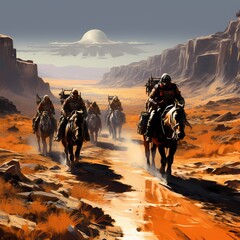 Travelers on horseback
