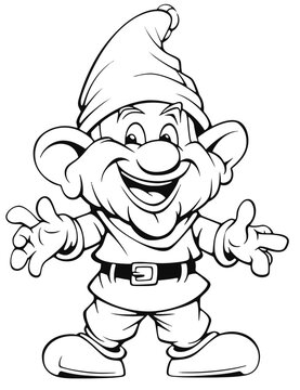 dwarf coloring page for kids and adult