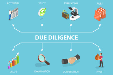 3D Isometric Flat Vector Illustration of Due Diligence, Business Data Analysis