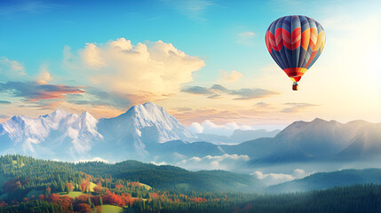 hot air balloon over mountains,Beautiful Travel Theme Background HD wallpaper