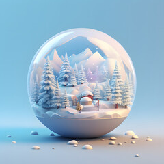 New Year's snow globe on a plain background