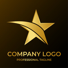 Vector luxury star logo with golden color. Elegant style star logo.